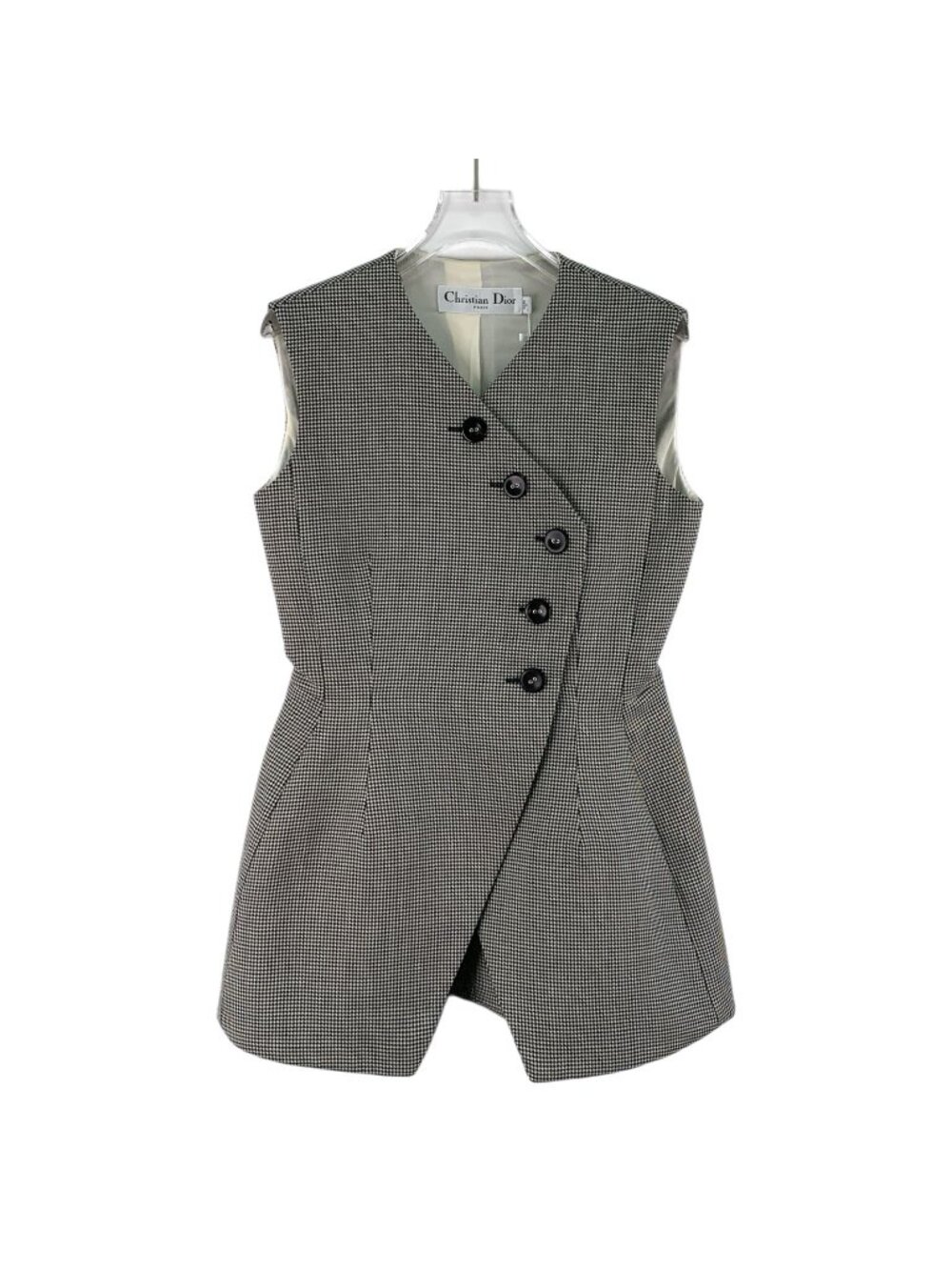 Dior Grey Houndstooth Wool Suit Vest